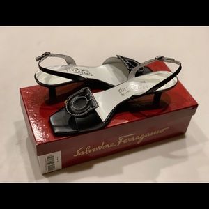 Salvatore Ferragamo Sling Back Cat Heel Sandals